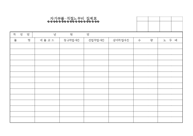 자가부품직접노무비 집계표 자가부품직접노무비 집계표